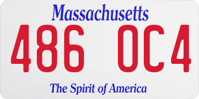 MA license plate 486OC4