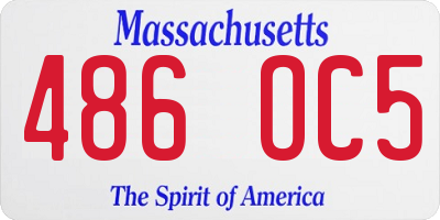 MA license plate 486OC5