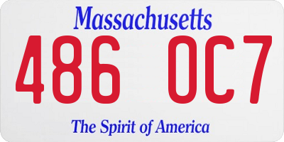 MA license plate 486OC7