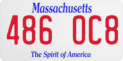 MA license plate 486OC8