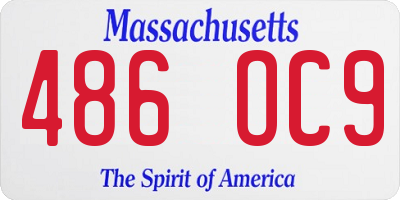MA license plate 486OC9