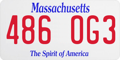 MA license plate 486OG3