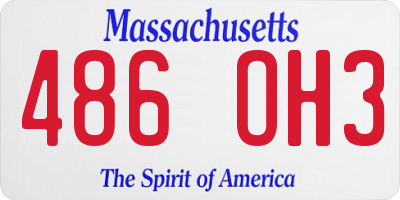 MA license plate 486OH3