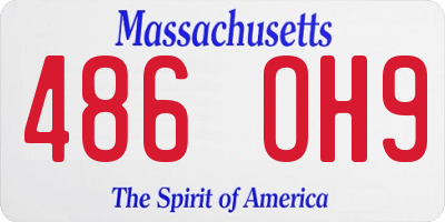 MA license plate 486OH9