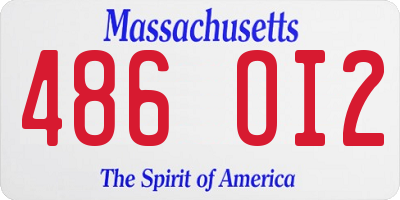 MA license plate 486OI2