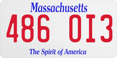 MA license plate 486OI3