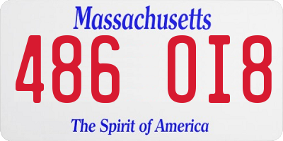 MA license plate 486OI8