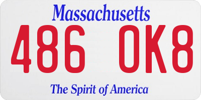 MA license plate 486OK8