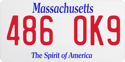 MA license plate 486OK9
