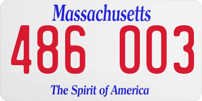 MA license plate 486OO3