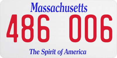 MA license plate 486OO6