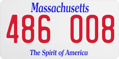 MA license plate 486OO8