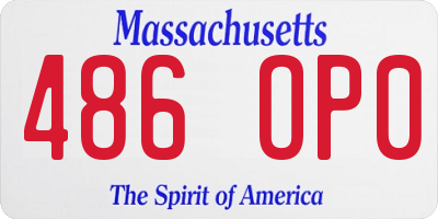 MA license plate 486OP0