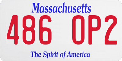 MA license plate 486OP2