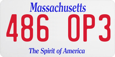 MA license plate 486OP3