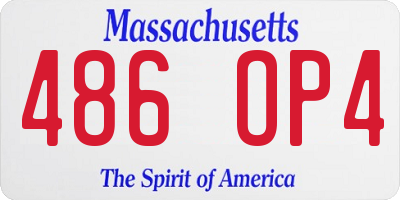 MA license plate 486OP4