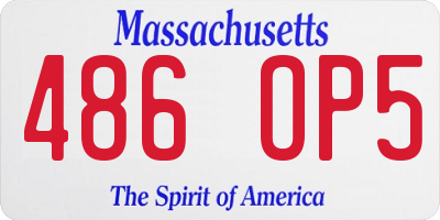 MA license plate 486OP5