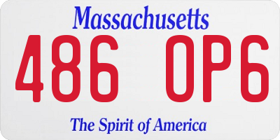MA license plate 486OP6