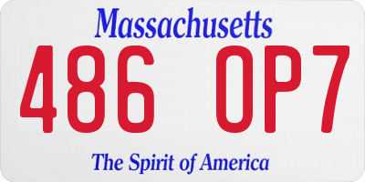 MA license plate 486OP7