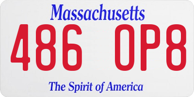 MA license plate 486OP8