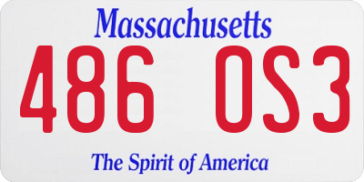MA license plate 486OS3