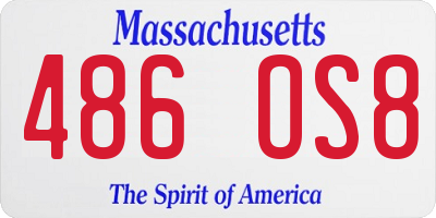 MA license plate 486OS8