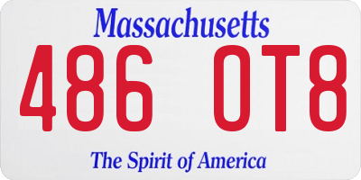 MA license plate 486OT8