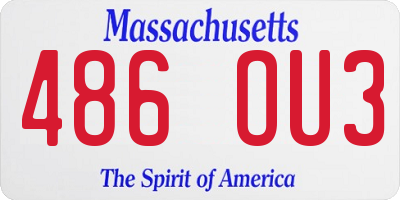 MA license plate 486OU3