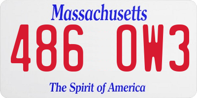 MA license plate 486OW3
