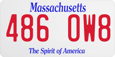 MA license plate 486OW8