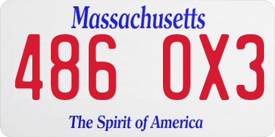 MA license plate 486OX3