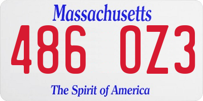 MA license plate 486OZ3