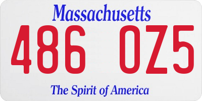 MA license plate 486OZ5
