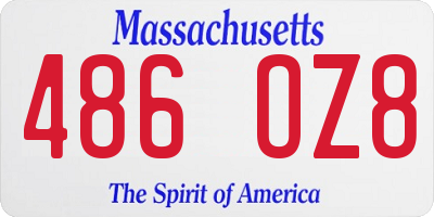 MA license plate 486OZ8