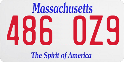 MA license plate 486OZ9