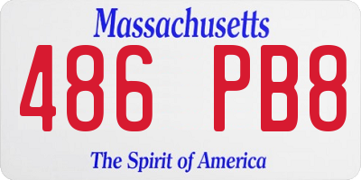 MA license plate 486PB8