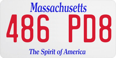 MA license plate 486PD8
