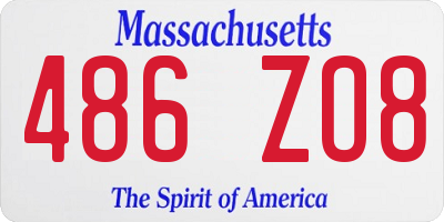 MA license plate 486ZO8