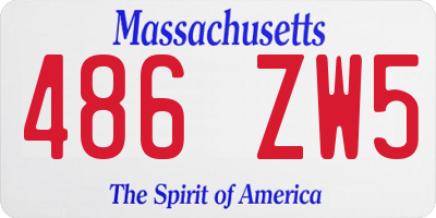 MA license plate 486ZW5