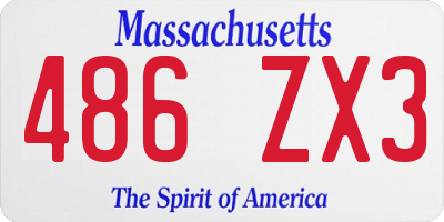 MA license plate 486ZX3