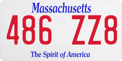 MA license plate 486ZZ8