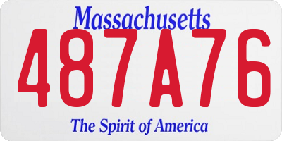 MA license plate 487A76