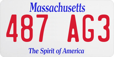 MA license plate 487AG3