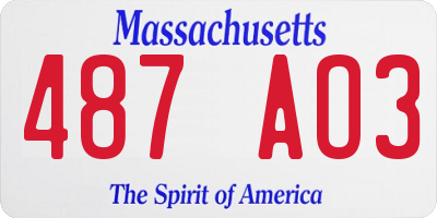 MA license plate 487AO3