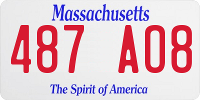MA license plate 487AO8