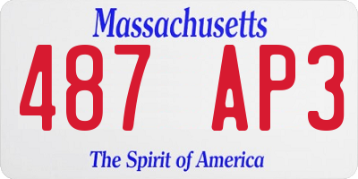 MA license plate 487AP3