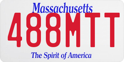 MA license plate 488MTT