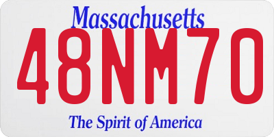 MA license plate 48NM70