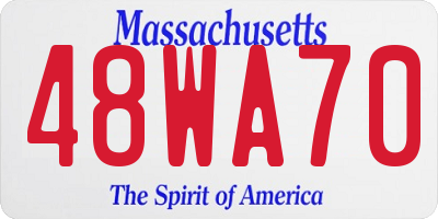 MA license plate 48WA70