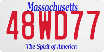 MA license plate 48WD77